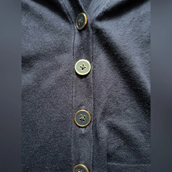 Lilly Pulitzer Navy Blue and Gold Rim Button V Neck Cardigan XS - Picture 7 of 9